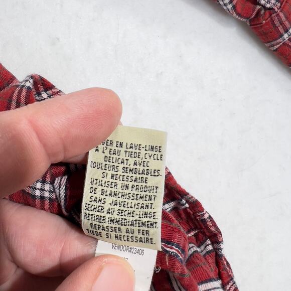 Eddie Bauer Outlet Button Down Shirt Men's Large Flannel Red Check 100% Cotton - Picture 11 of 12